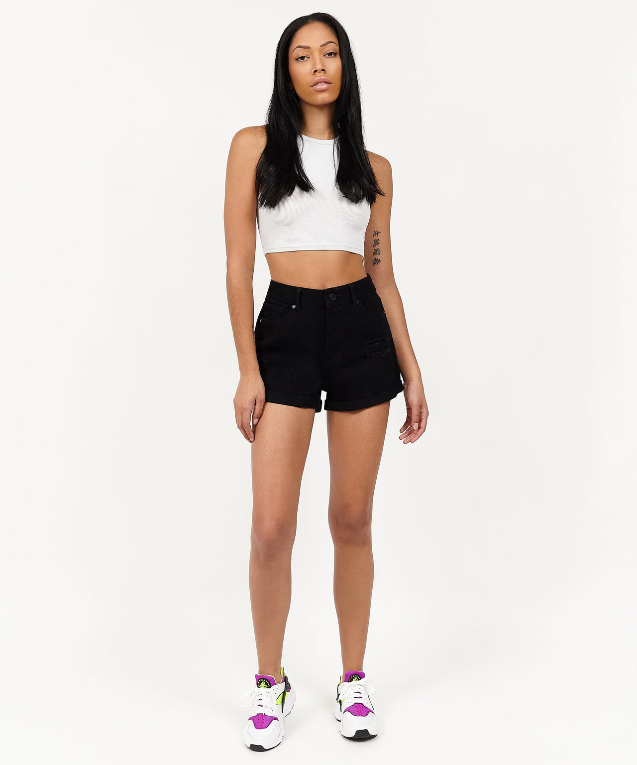 After Hours Women's Distressed Denim Shorts - Black
