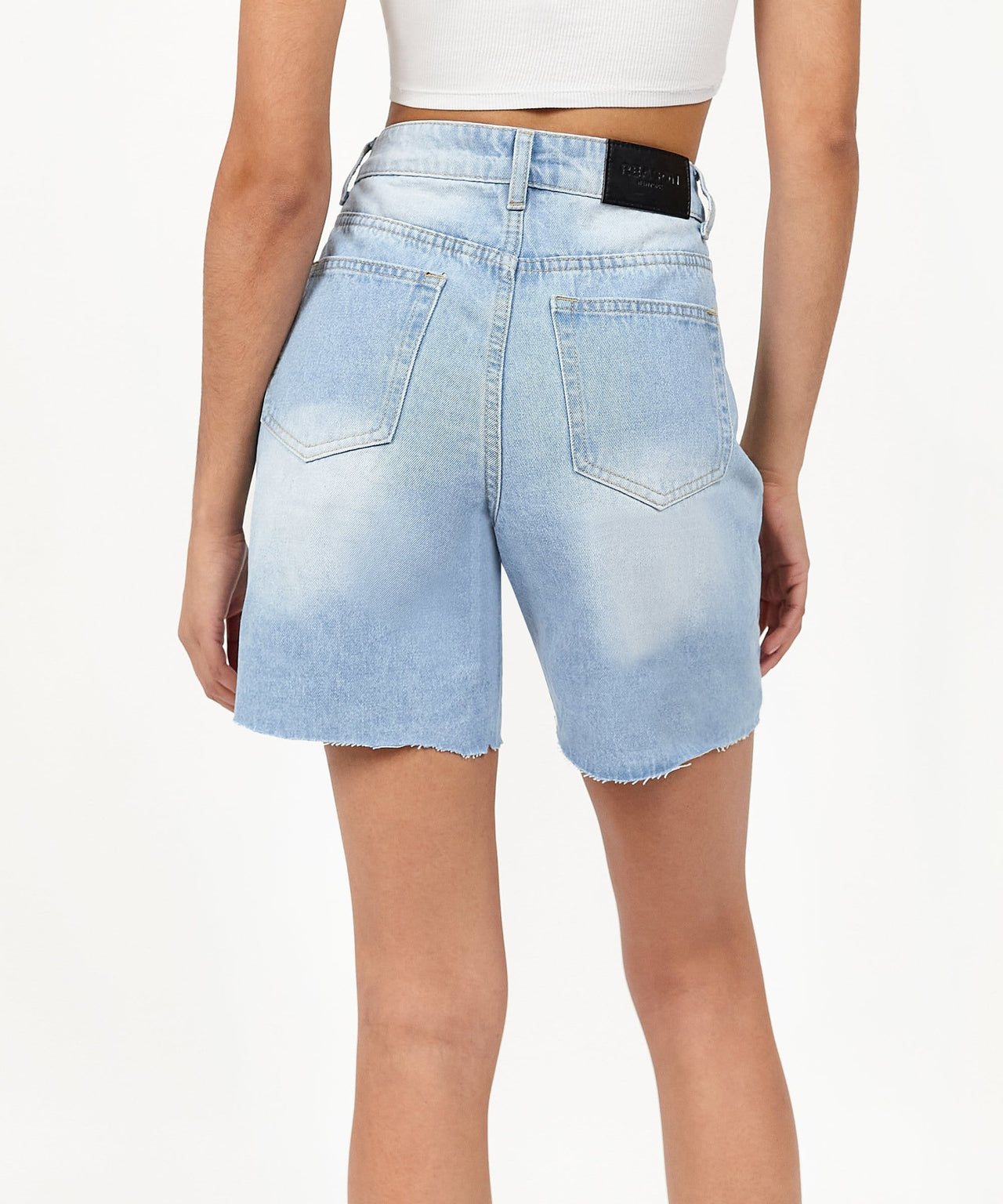 Sofia Women's Distressed High-Waist Denim Shorts - Blue