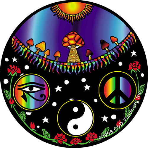 Trippy Mushroom Collage 3" Round Sticker - 6 pc prepack