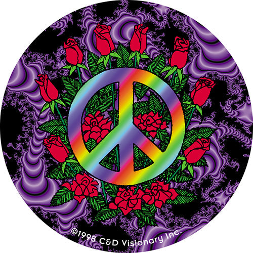 Peace  Roses 3" Round Sticker - 6 pc prepack