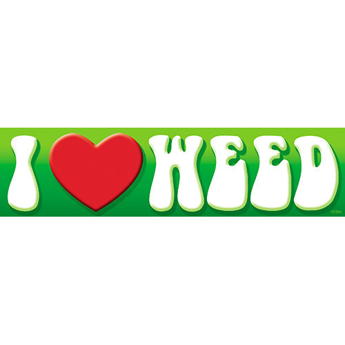 I Love Weed 8.25"x2.1" Bumper Sticker - 6 pc prepack