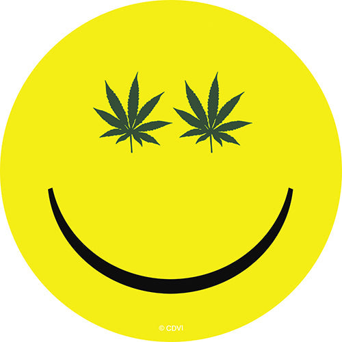 Pot Smiley 4" Round Sticker - 6 pc prepack