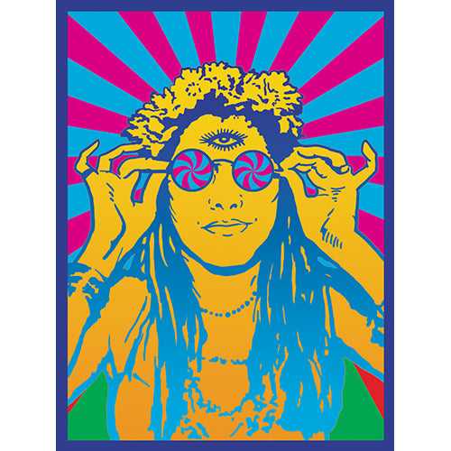 60s Hippie Chick 3.75"x5" Sticker - 6 pc prepack