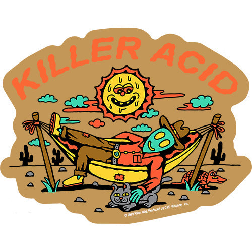 Killer Acid Alien Cowboy 5"x3.8" Sticker - 6 pc prepack