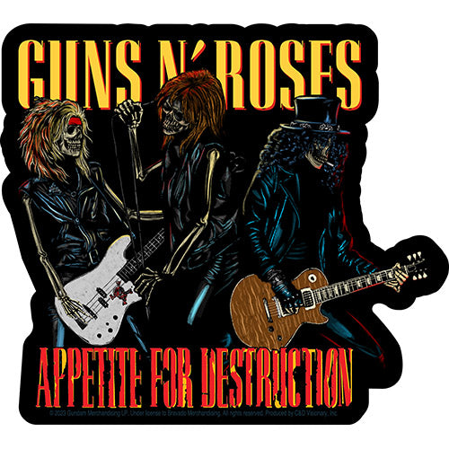 Guns N Roses Skeletons 4.7"x5.25" Sticker - 6 pc prepack
