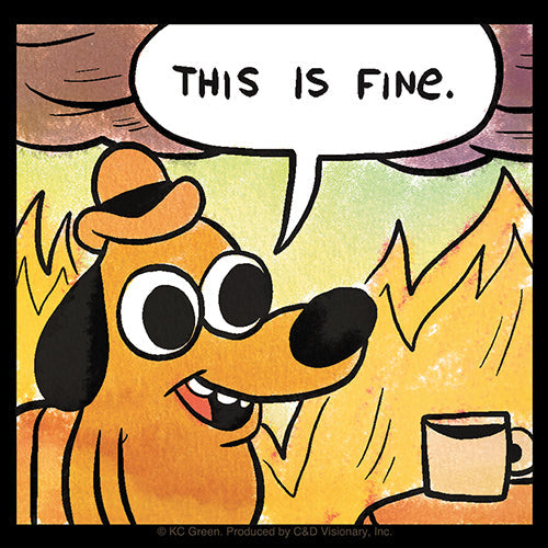 KC Green This Is Fine 4"x4" Sticker - 6 pc prepack