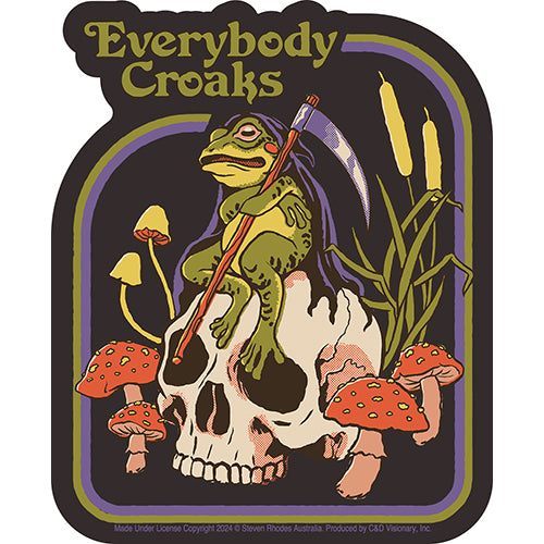 Steven Rhodes Everybody Croaks 4"x5" Sticker - 6 pc prepack