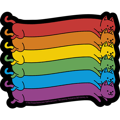 Tobe Fonseca Rainbow Cats 5"x4" Sticker - 6 pc prepack