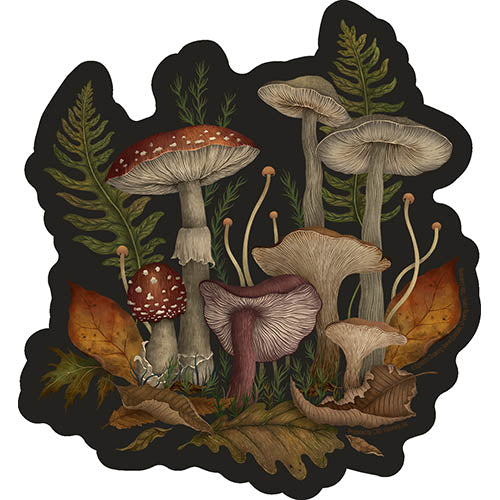 Episodic Drawing Autumn Mushrooms 4.6"x5" Sticker - 6 pc prepack