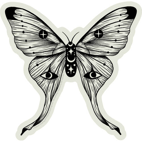 Episodic Drawing Mystical Moon Moth 5.4"x5.5" Sticker - 6 pc prepack