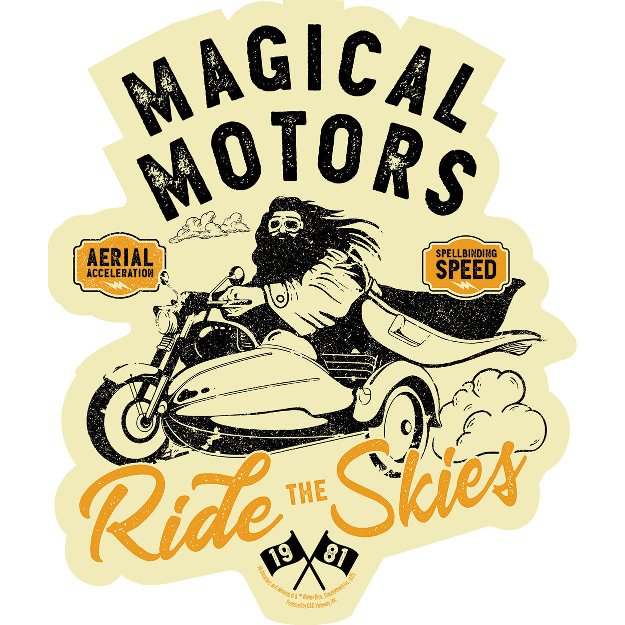 Harry Potter Hagrid's Motorcycle 4.3"x5.1" Sticker - 6 pc prepack