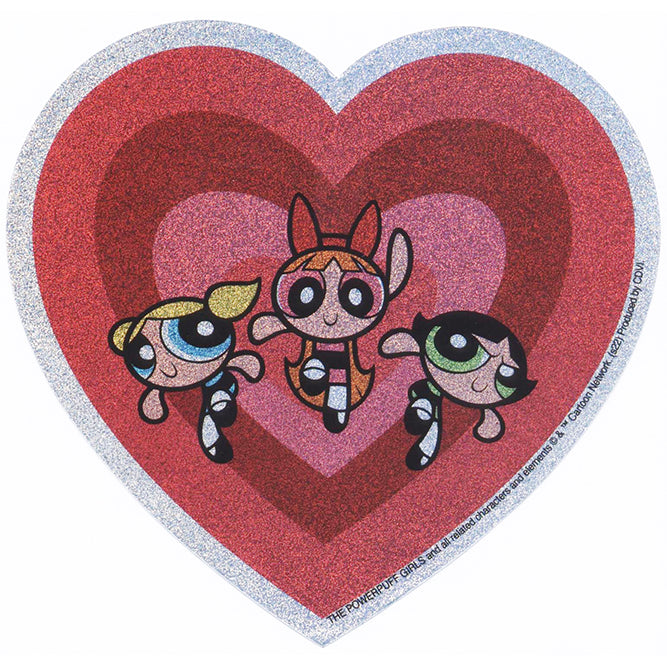 Powerpuff Girls Heart 4.8"x5" Glitter Sticker - 6 pc prepack