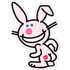 It's Happy Bunny Kiss My Ass 4.1"x5.75" Sticker - 6 pc prepack