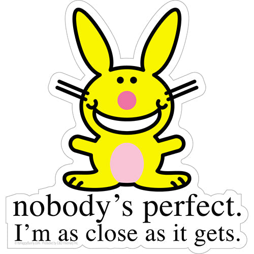 It's Happy Bunny Nobody's Perfect 5.5"x5.75" Sticker - 6 pc prepack