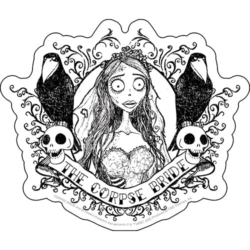 Corpse Bride Tattoo Art 5"x4.25" Sticker - 6 pc prepack