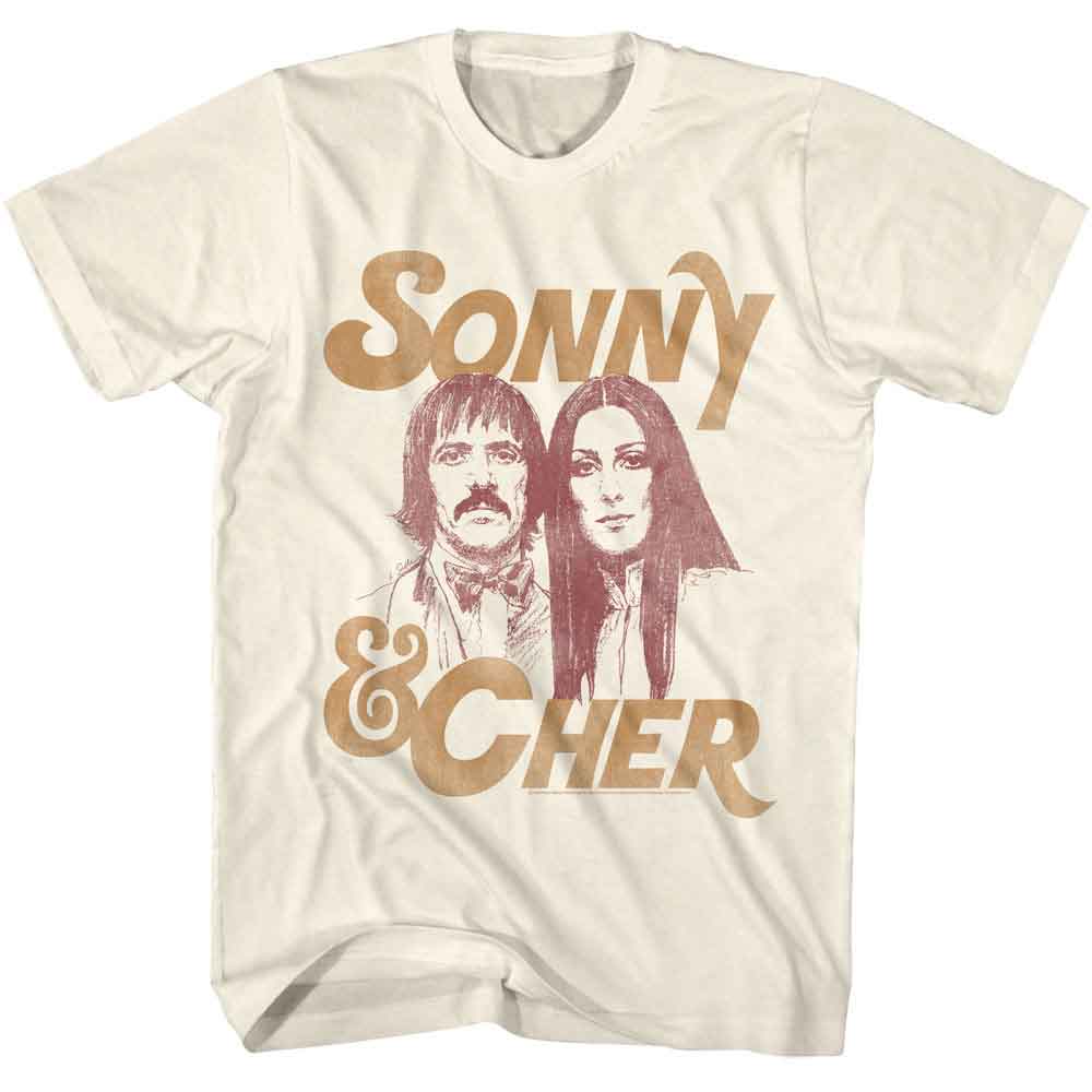 SONNY AND CHER-SONNY AND CHER-NATURAL ADULT S/S TSHIRT