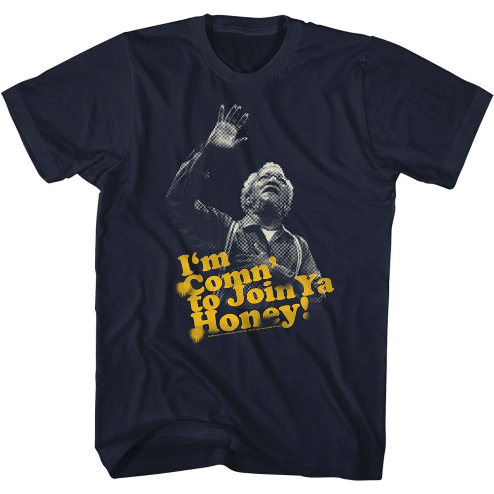 REDD FOXX-COMN TO YA HONEY-NAVY ADULT S/S TSHIRT