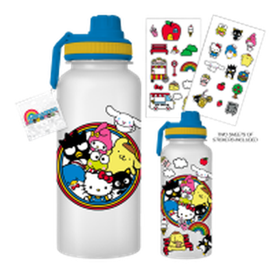 Sanrio GroupC Circle   32oz Twist Spout Plastic Bottle w Sticker Set – 12 pc ppk ($6.75 each)