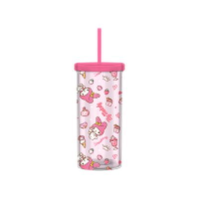 Sanrio My Melody Strawberry Toss Pattern  20oz Plastic Tall Cold Cup w/ Lid and Straw – 12 pc ppk ($5.25 each)