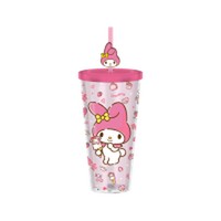 Thumbnail for Sanrio My Melody Strawberry Toss Pattern  24oz Plastic Cold Cup w/ Lid and Topper Straw – 12 pc ppk ($6.50 each)