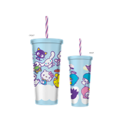 Sanrio Above The Clouds Group Matte Finish  20oz Tall Plastic Tumbler – 12 pc ppk ($5.50 each)