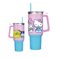 Thumbnail for Sanrio Over the Rainbow Line Up Ombre 40oz Stainless Steel Tumbler w Handle – 12 pc ppk ($13.75 each)