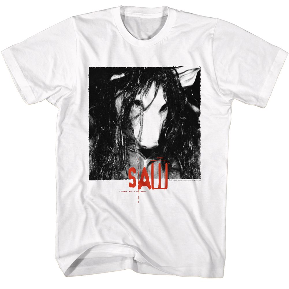 SAW-SAW PIG MASK-WHITE ADULT S/S TSHIRT
