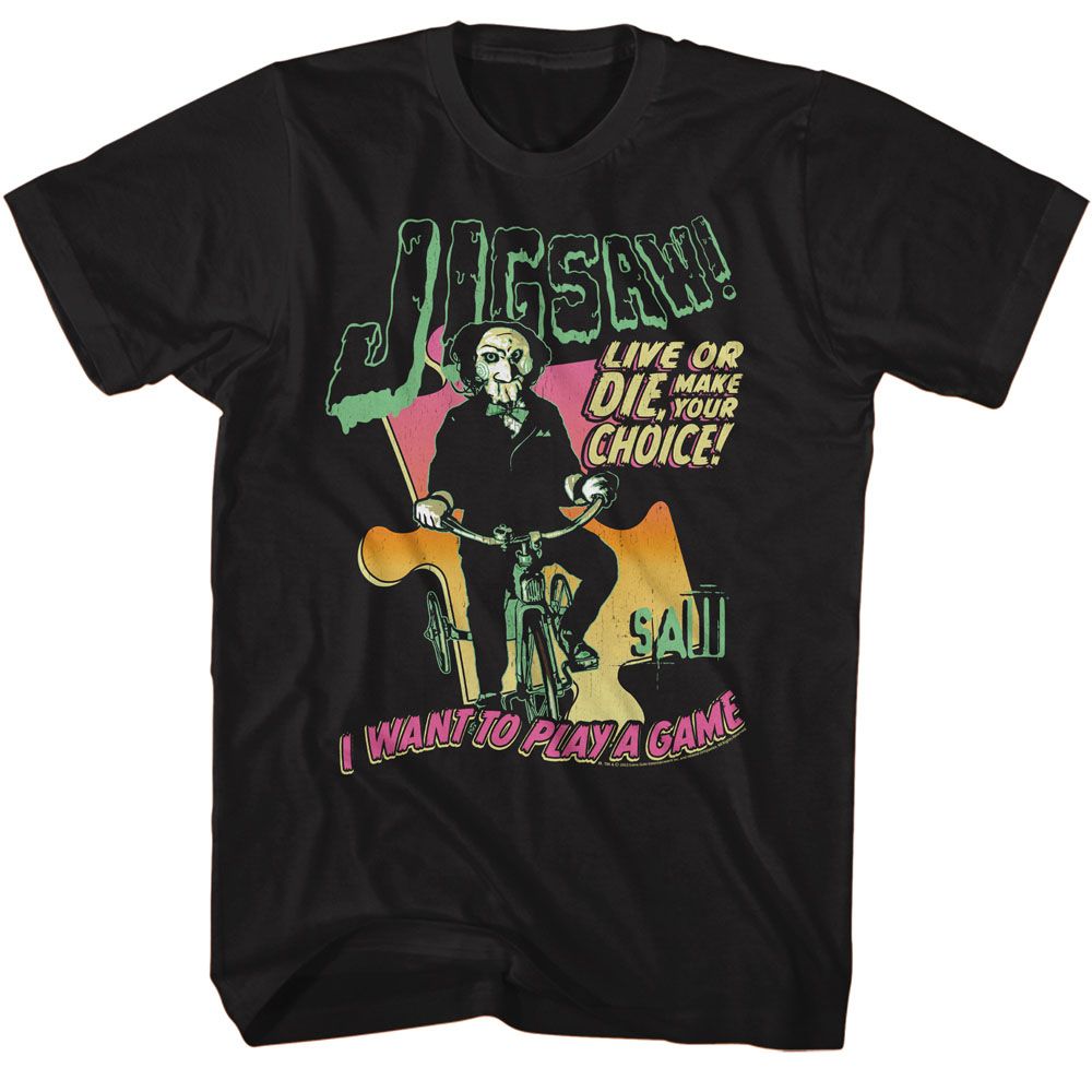 SAW-SAW GIANT PUZZLE PIECE-BLACK ADULT S/S TSHIRT