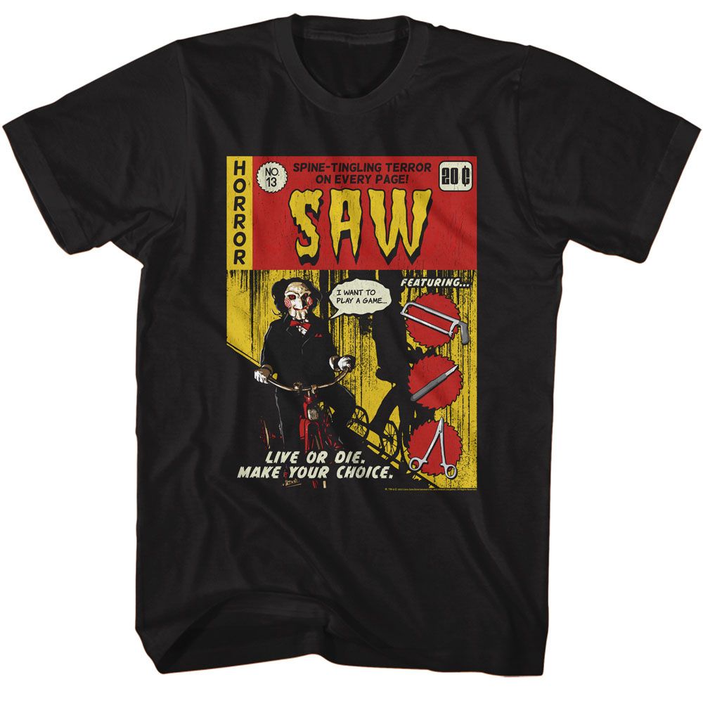 SAW-SAW JIGSAW COMIC BOOK-BLACK ADULT S/S TSHIRT