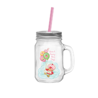 Thumbnail for Strawberry Shortcake Cloud and Balloons 21oz Glass Mason Jar w Lid and Straw – 12 pc ppk ($5.25 each)