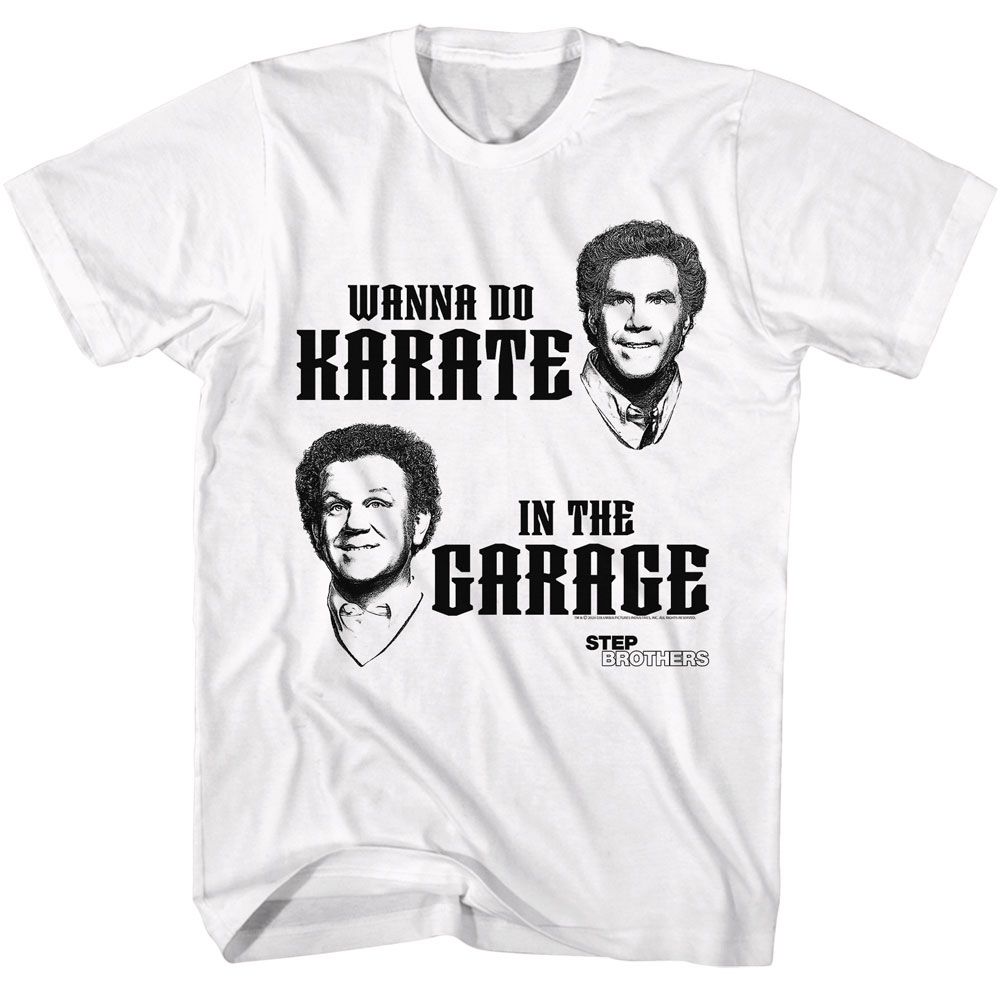 STEP BROTHERS-STEP BROTHERS WANNA DO KARATE-WHITE ADULT S/S TSHIRT