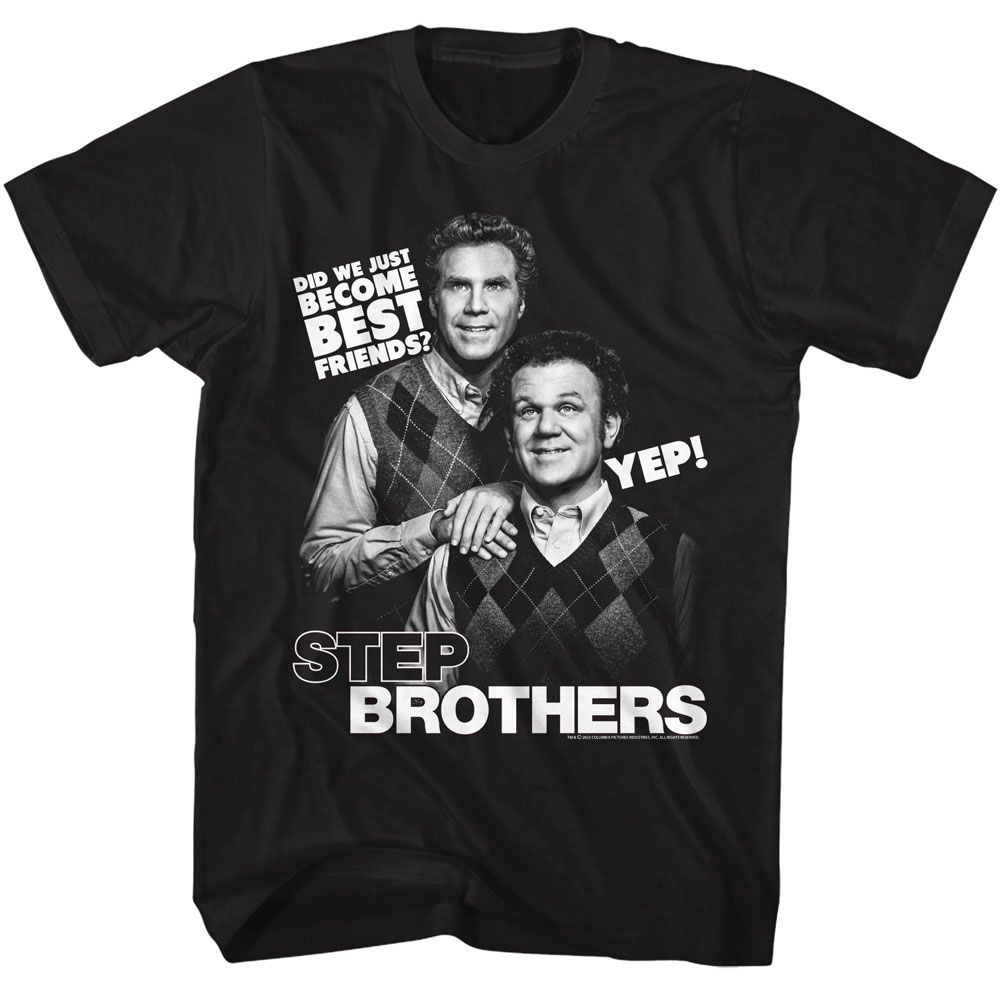 STEP BROTHERS-STEP BROTHERS BEST FRIENDS QUOTE-BLACK ADULT S/S TSHIRT