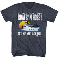 Thumbnail for STEP BROTHERS-STEP BROTHERS BOAT WITH SAUCY GALS-NAVY HEATHER ADULT S/S TSHIRT