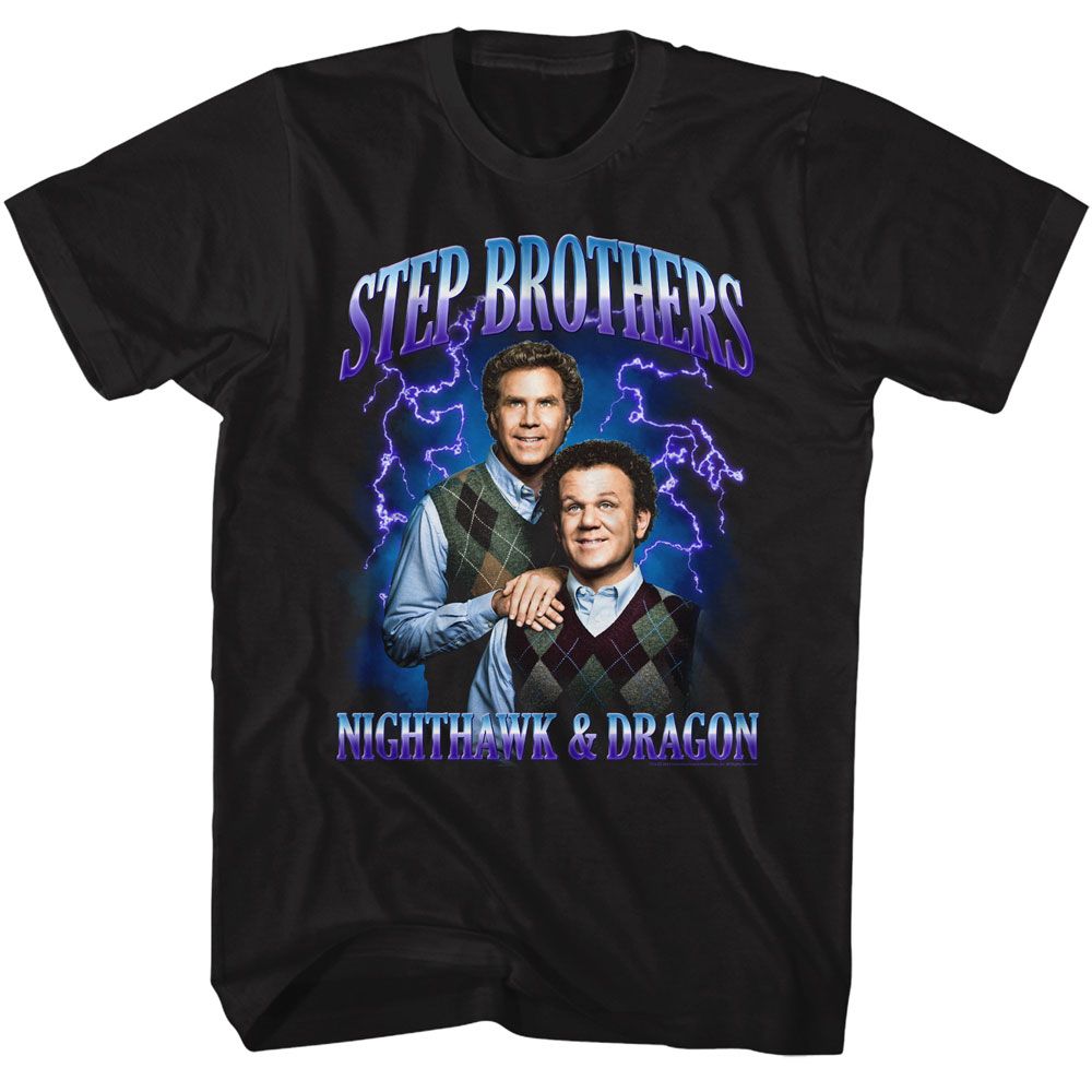 STEP BROTHERS-STEP BROTHERS LIGHTNING GRADIENT-BLACK ADULT S/S TSHIRT