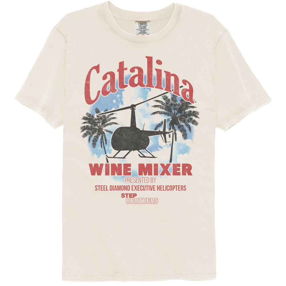 STEP BROTHERS-STEP BROTHERS SKY PALM TREES WINE MIXER-IVORY ADULT S/S COMFORT COLOR TSHIRT