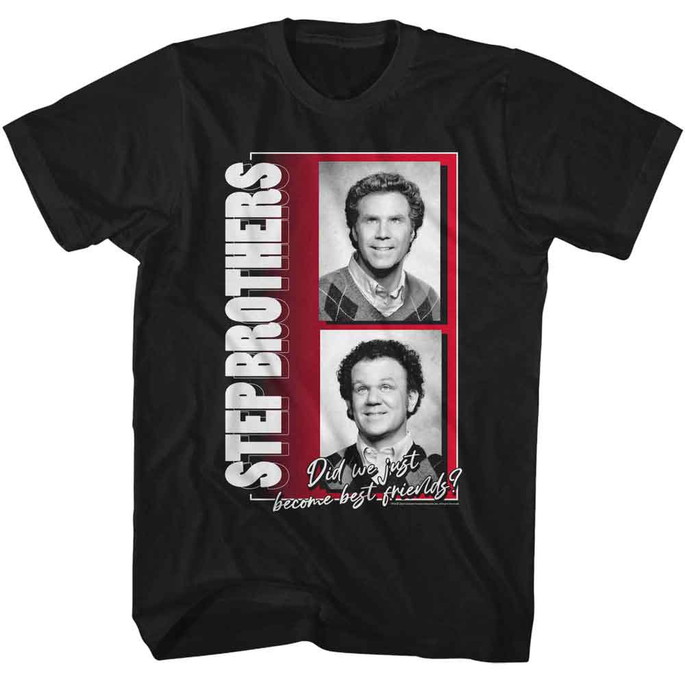 STEP BROTHERS-STEP BROTHERS BW PHOTOS-BLACK ADULT S/S TSHIRT