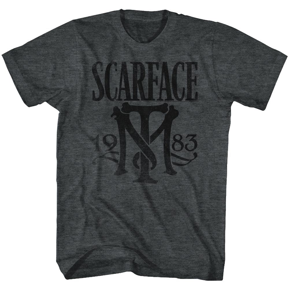 SCARFACE-SYMBOL-BLACK HEATHER ADULT S/S TSHIRT