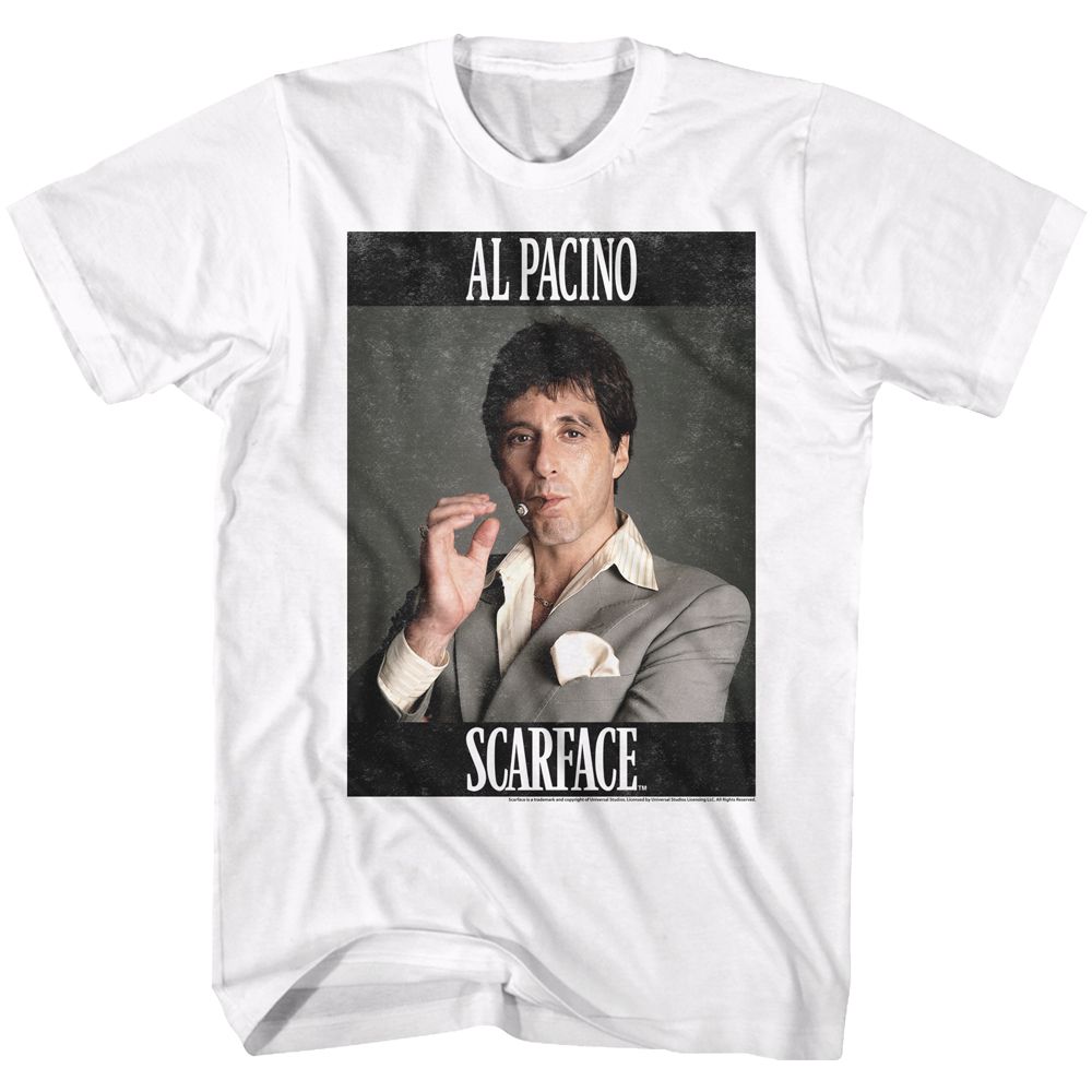 SCARFACE-PACINO-WHITE ADULT S/S TSHIRT