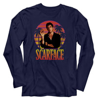 Thumbnail for SCARFACE-MIAMI SUNSET-NAVY ADULT L/S TSHIRT
