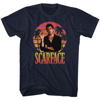 Thumbnail for SCARFACE-MIAMI SUNSET-NAVY ADULT S/S TSHIRT