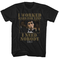 Thumbnail for SCARFACE-NOBODY-BLACK ADULT S/S TSHIRT