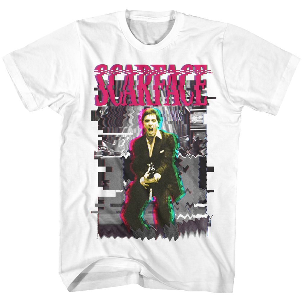 SCARFACE-GLITCH-WHITE ADULT S/S TSHIRT
