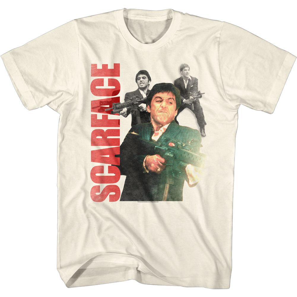 SCARFACE-TONY COLLAGE-NATURAL ADULT S/S TSHIRT