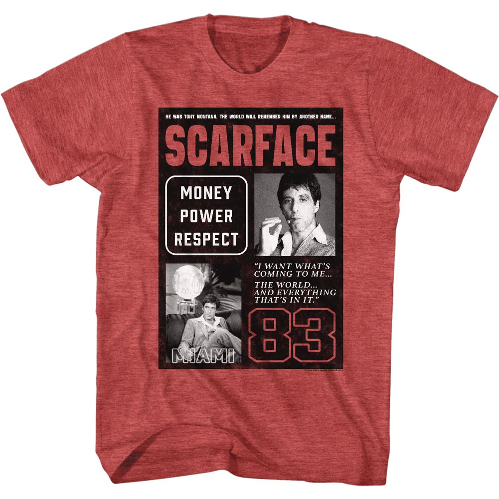 SCARFACE-ANOTHER NAME-RED HEATHER ADULT S/S TSHIRT