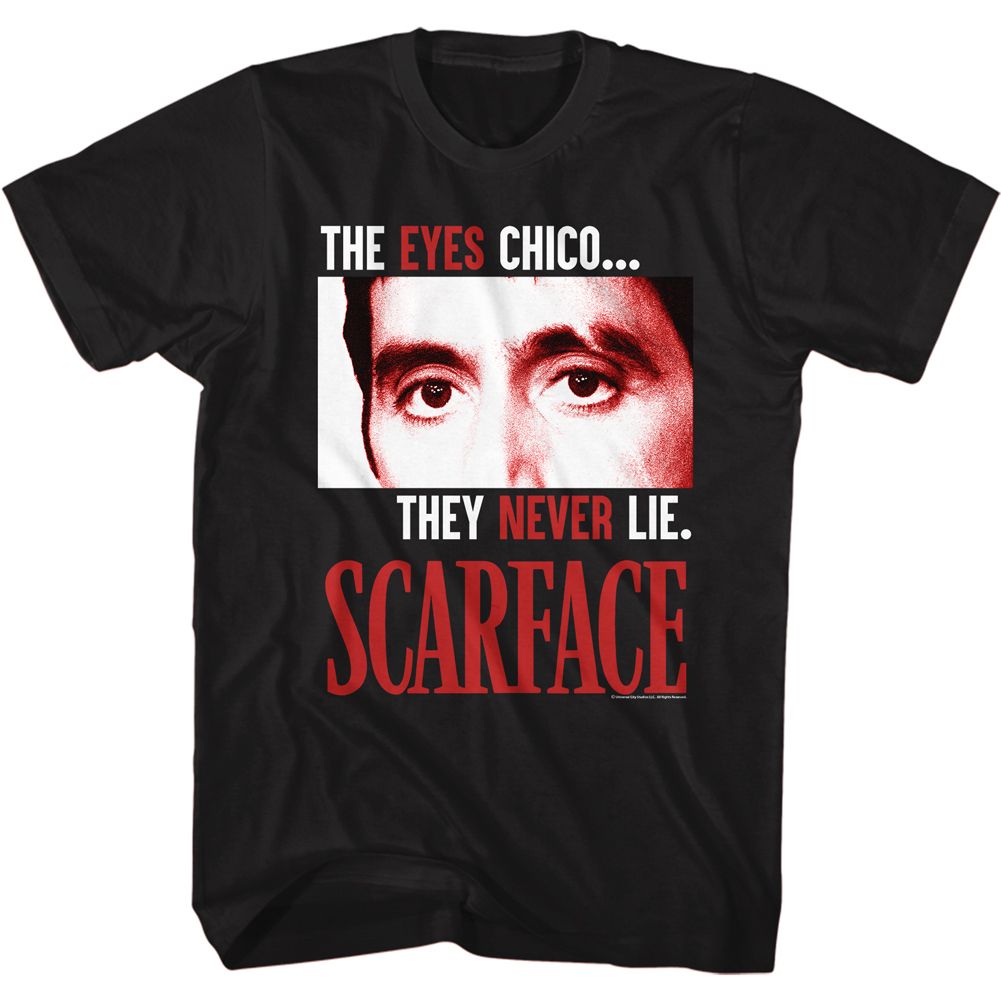 SCARFACE-THE EYES NEVER LIE-BLACK ADULT S/S TSHIRT