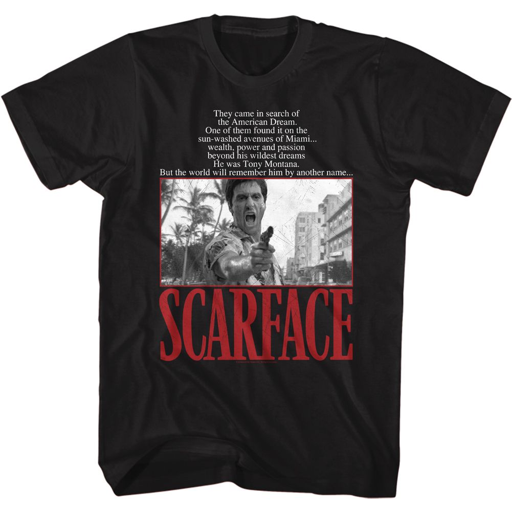 SCARFACE-AMERICAN DREAM QUOTE-BLACK ADULT S/S TSHIRT