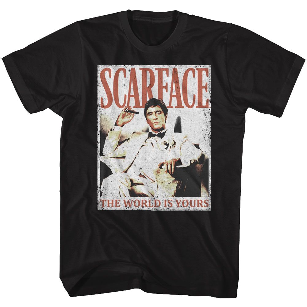 SCARFACE-MORE DA WORLD-BLACK ADULT S/S TSHIRT
