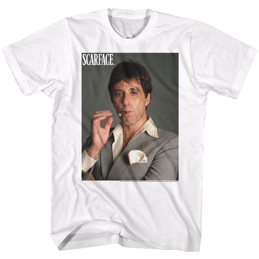 SCARFACE-SMOKIN-WHITE ADULT S/S TSHIRT