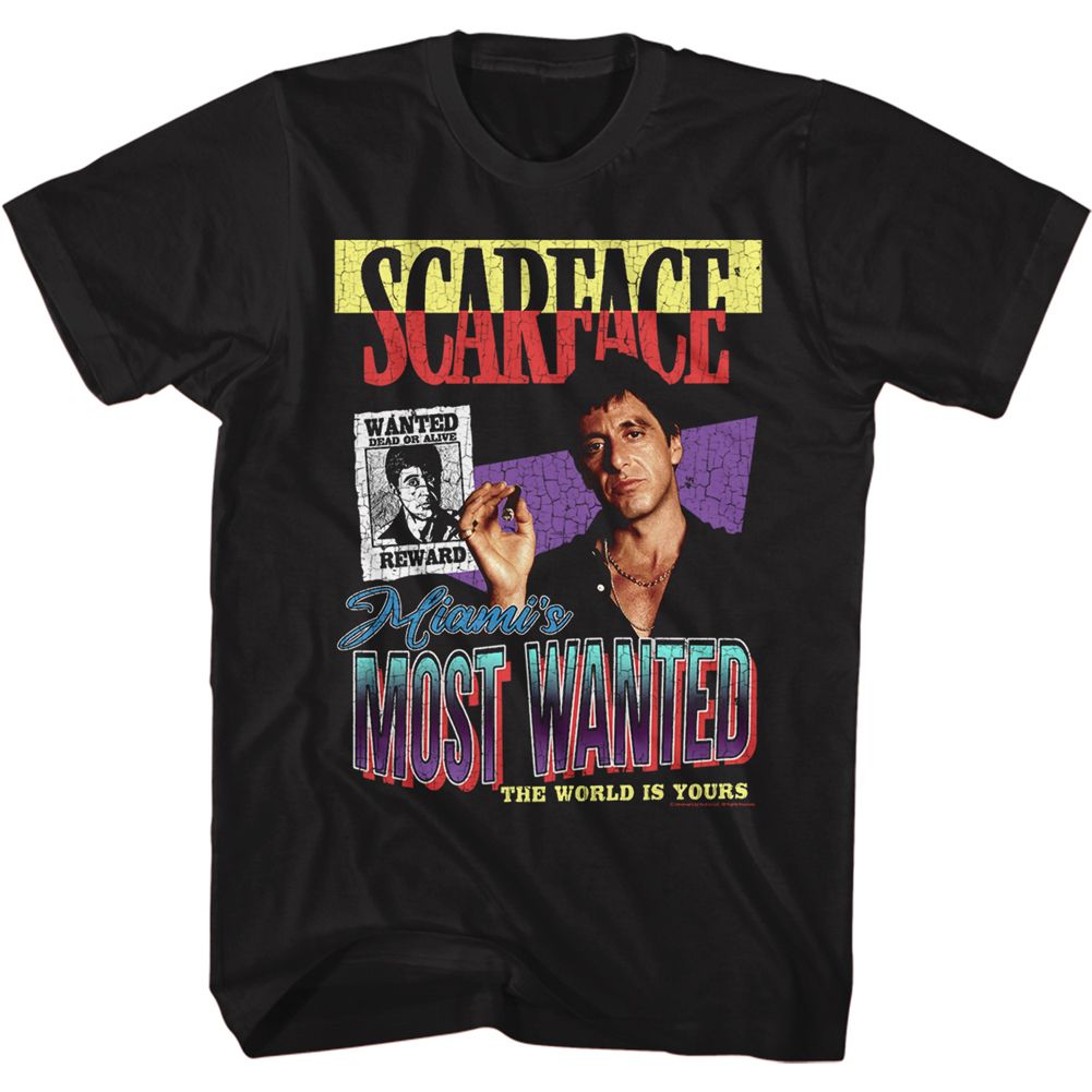 SCARFACE-MOST WANTED-BLACK ADULT S/S TSHIRT