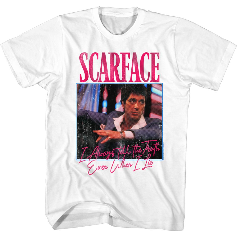 SCARFACE-EVEN WHEN I LIE-WHITE ADULT S/S TSHIRT
